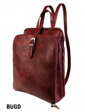 Faux Leather Laptop Backpack W/ Multiple Compartments